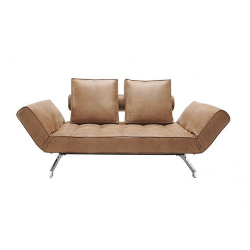 Ghia Sofa Bed Fabric with Leather / Legs Chromed Steel